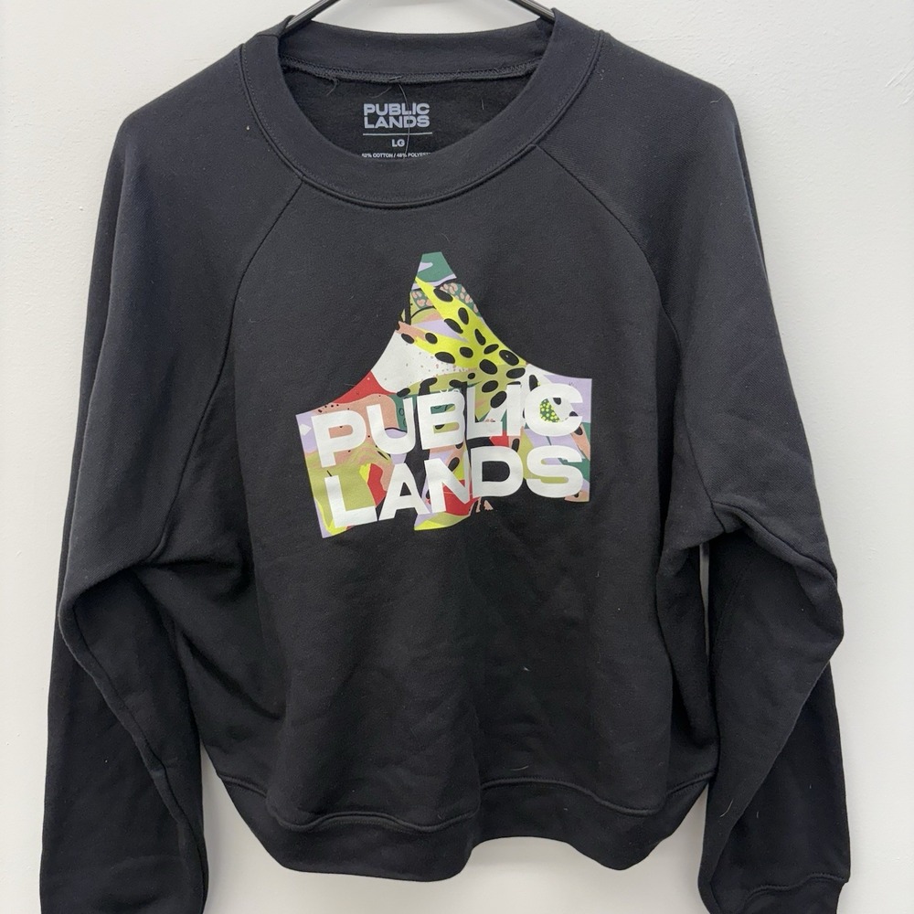 Public Lands Womens Logo Fill Fleece Raglan Sweatshirt Black Large PL7505
